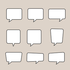 Collection of blank speech bubble shapes in various styles. Set of speech bubbles graphic design. illustration of black speech bubble collection. Set of speech bubble in various shapes