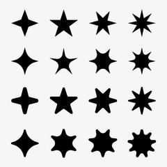 Various black star shape illustration set vector. Set of black starburst shape illustration in various vector design illustrations. Black starburst shape vector collection.