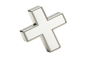 PNG Glossy metallic cross with reflective edges