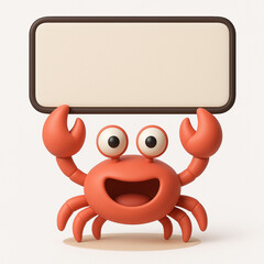 Blank Signboard with Crab Character