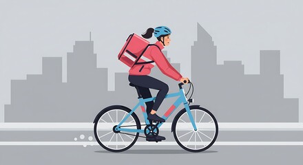 Fototapeta premium Delivery Woman Cycling in City