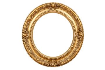 PNG Intricate circular gold frame with ornate decorative detailing