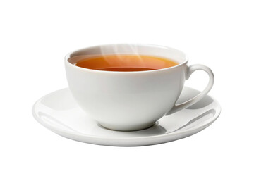 PNG Steaming cup of tea in a white porcelain teacup and saucer