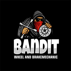 Bandit mechanic cartoon character illustration
