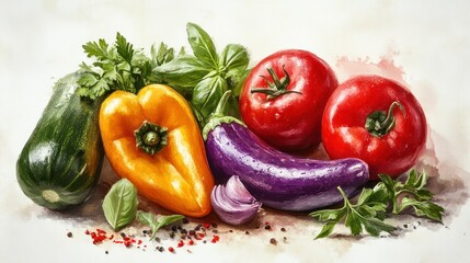 Grilled vegetables with herbs