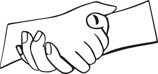 This vector depicts two hands shaking