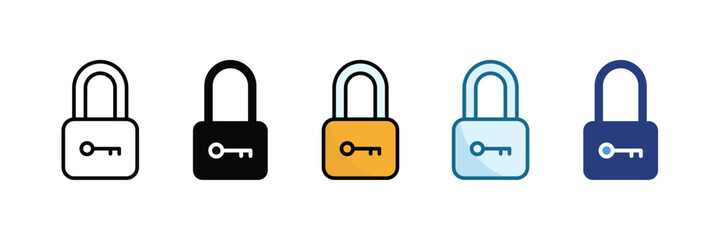 Lock Icon Set Multiple Style Collection