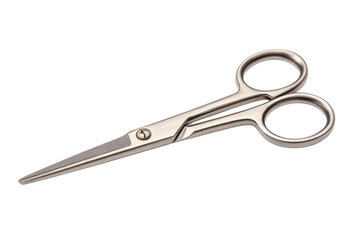 Obraz premium PNG Silver metal scissors with rounded handles on white surface