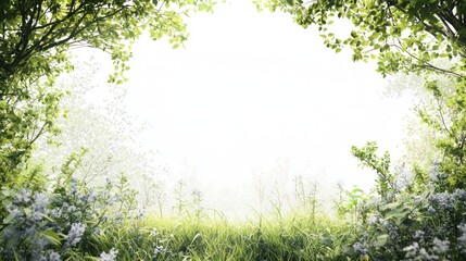 A blank space with a natural ecosystem in the background, ready for text or branding