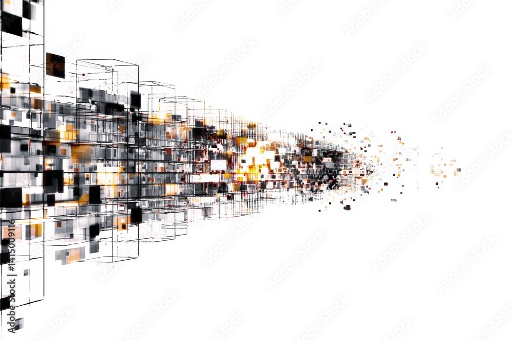 Poster digital firewall interface visualizing data protection while blocking cyber attacks in an abstract s