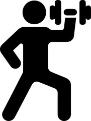Stick Figure Lifting Dumbbell – Fitness Workout Silhouette Icon