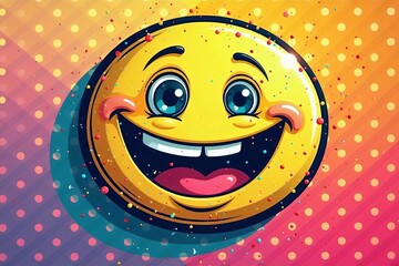 Colorful comic style smile message on playful polka dot backdrop, cartoon, humor, youth culture