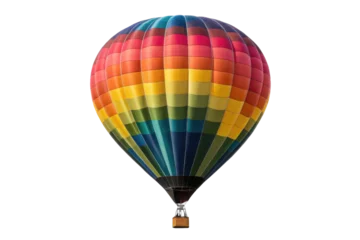 Crédence en verre imprimé PNG Colorful hot air balloon with rainbow stripes in flight