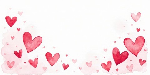 Romantic Watercolor Hearts Design A Lovely Festive Background with Scattered Hearts for Valentine's Day or Wedding Invitations