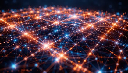Obraz premium An array of glowing nodes connected by lines.
