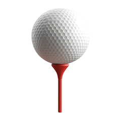Golf Ball Positioned on Tee Ready for Swing  Transparent View, isolated on transparent background.