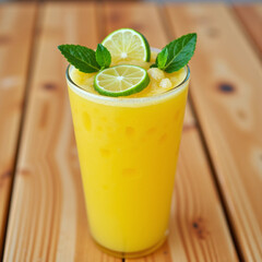 Fototapeta premium Kumquat Ice Blended Drink in Short Glass Cup – Refreshing Citrus Beverage