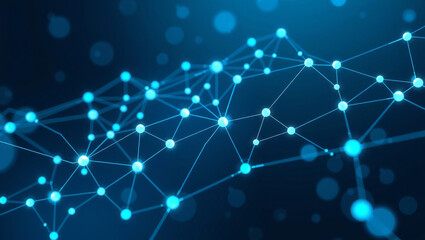 Fototapeta premium Glowing Blue Nodes Connected by Lines on a Dark Background