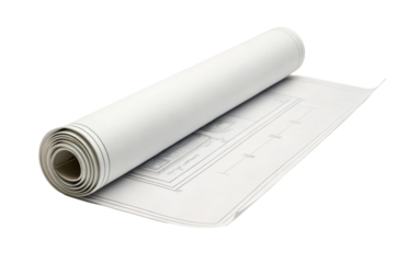 PNG Rolled architectural blueprint with detailed floor plan design