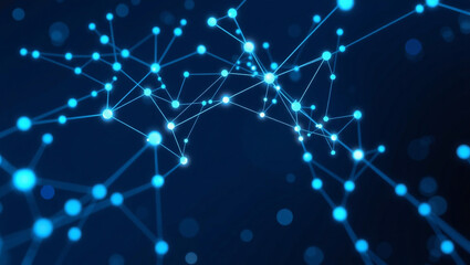Fototapeta premium Glowing Blue Nodes Connected by Lines on a Dark Background