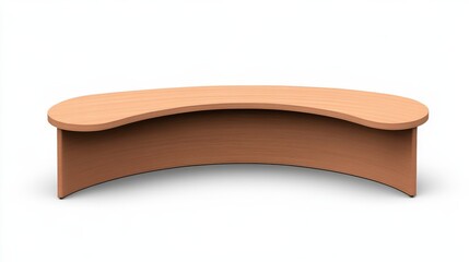 a curved media console clipart, contemporary furniture design, sleek edges, dual color tone, isolated on white background