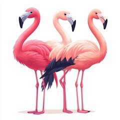 Fototapeta premium vector of a cute Flamingos by the lake, isolated clear white background