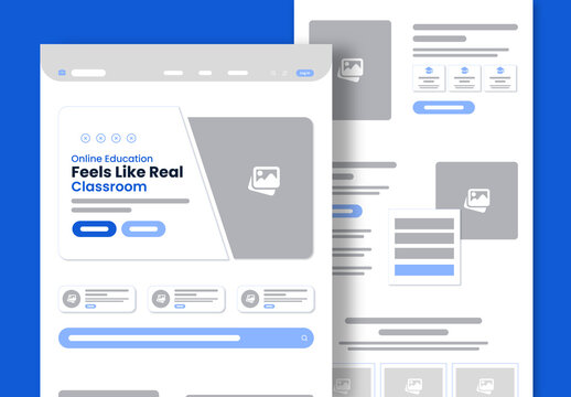 Elearning Online Class Website Landing Page Wireframe Template