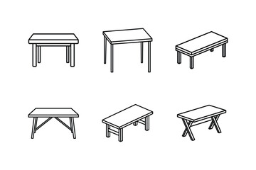 rectangular table line art vector illustration