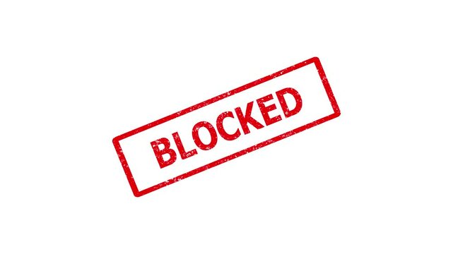 Blocked Stamp animation on a transparent background, Blocked stamp sign, Blocked signed stamping text, Blocked word seal stamp 4k animation, seal animated icon, chroma key background