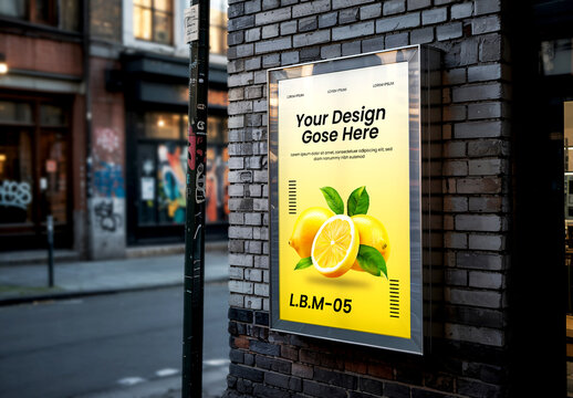 Outdoor Light Box Wall Poster Mockup