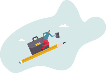 Creativity idea lead the way, education or knowledge help career development, writing skill or artist mindset.character for design.