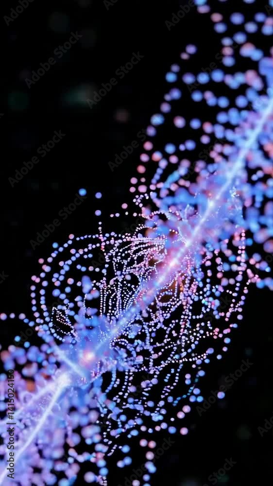Poster mesmerizing neon particle dance: dynamic flow of luminous abstract patterns