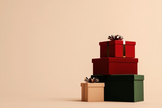 Colorful stacked presents create festive atmosphere with charmin