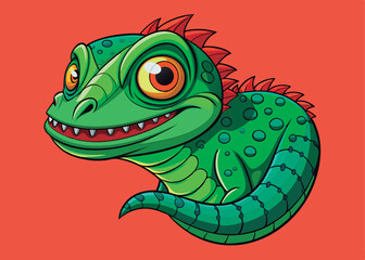 Fototapeta premium Cute cartoon lizard with big eyes.