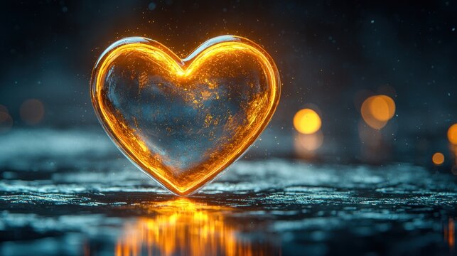 Fiery Heart: A Glowing Symbol of Passion and Love