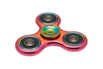 PNG Colorful metallic fidget spinner with three arms and bearings