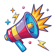 Colorful Megaphone with Explosion Effect
