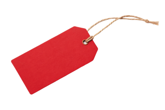 PNG Red tag with twine string perfect for holiday gifts and sales