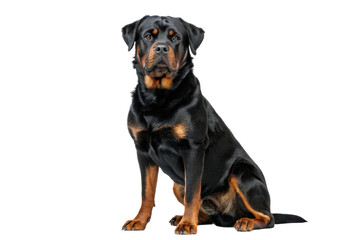 Obraz premium PNG Sitting rottweiler dog with black and brown coat