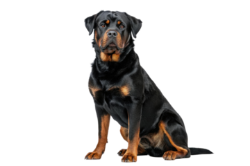 PNG Sitting rottweiler dog with black and brown coat