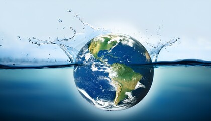 earth falls in the water. world water day
