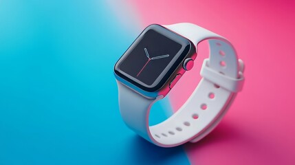 generic modern smart wearable watch wide banner with blank screen mockup and copyspace area - Generative AI