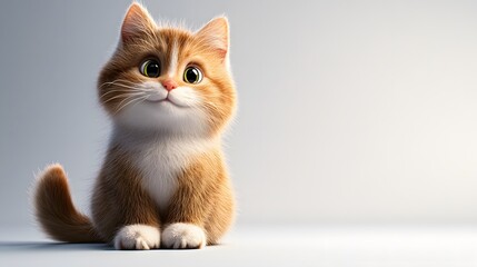 3d cat cartoon, on a clean white background, studio photo style, clear and crisp