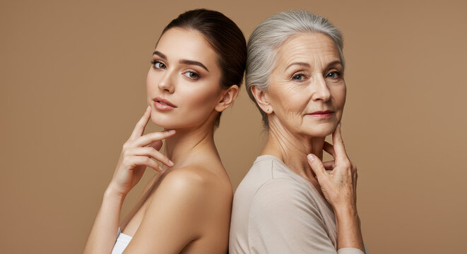 Beauty Through Ages: Young & Mature Women Side-by-Side | Skincare, Aging Gracefully, Beauty Standards, Generational Beauty