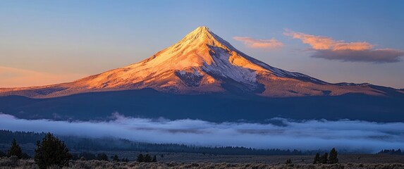 Fototapeta premium the snow-capped mountain peak at sunrise