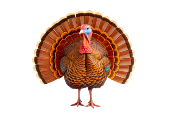 PNG Majestic turkey with vibrant feathers and displayed fan tail