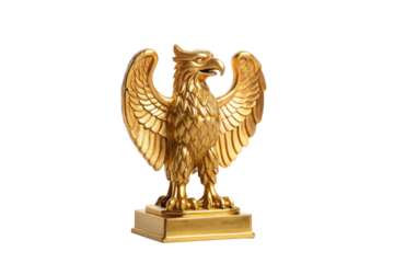 PNG Majestic golden eagle figurine with detailed feathers on pedestal