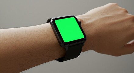 smartwatch with green screen, on the wrist of an arm