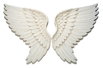 Obraz premium PNG Intricate white angel wings sculpture with detailed feather patterns