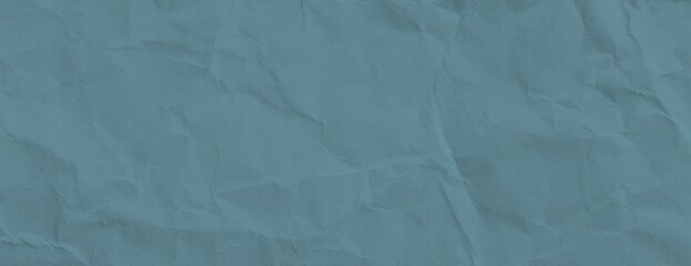 Crumpled paper background with a textured, wrinkled style. The background is blue, featuring a blue color scheme throughout. Paper texture background vector. Teal background.
